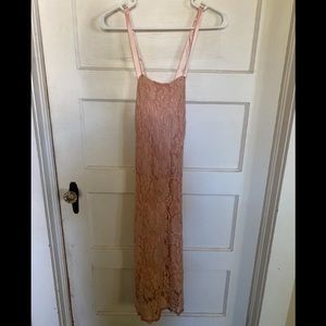 Blush Pink Lace/Satin Midi Dress